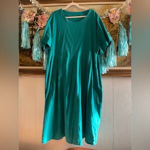 Teal Linen Blend Oversized Dress w/ Pockets. Size XXL/2X.